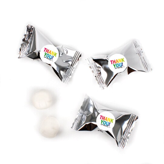 Thank You Candy Mints Party Favors Silver Individually Wrapped Buttermints - 55 Pcs